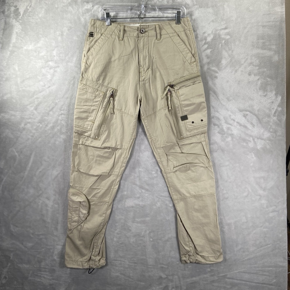 G-Star Raw Cargo Pants mens 31x28 Arris Straight Tapered Fit Utility Pockets Tan